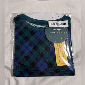 Little Sleepies Emerald Plaid Two Piece L/S Pajamas Size 5/6 NIB